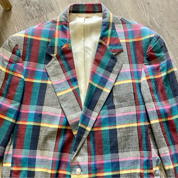 Vintage Tyson’s Menswear Inc. Colorful Plaid Two-Button Sports Coat Blazer 44L - Picture 5 of 16
